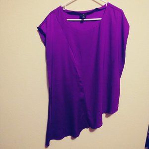 Asymmetrical Purple Short Sleeve Blouse